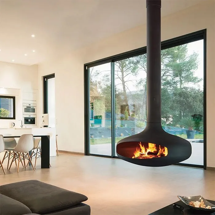 Suspended Indoor Wood Burning Fireplace