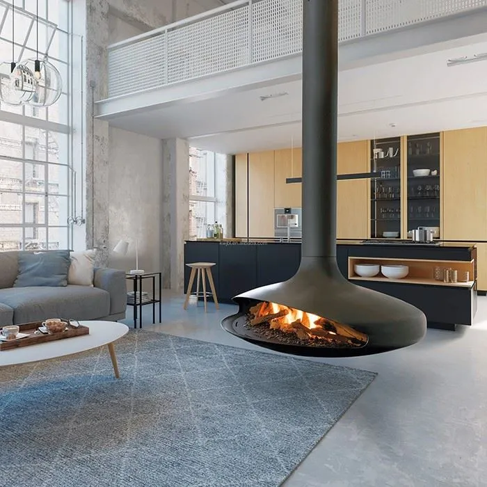 Suspended Indoor Wood Burning Fireplace